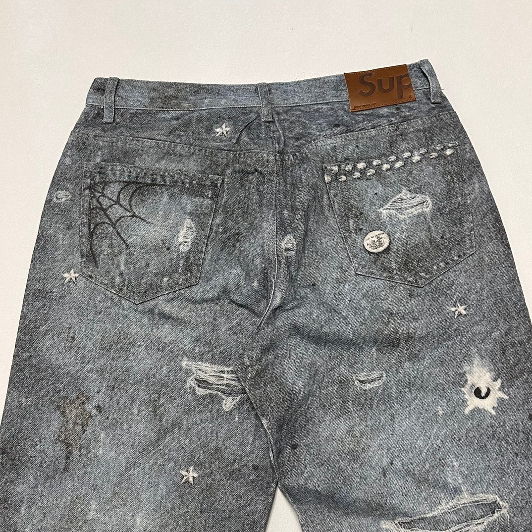 Calça Supreme HJR Trompe L'oeil Loose Fit Jeans Blue