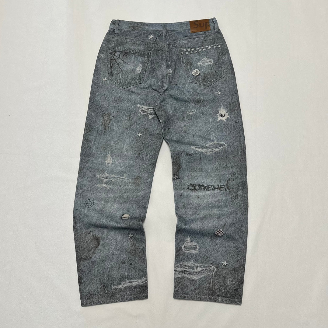 Calça Supreme HJR Trompe L'oeil Loose Fit Jeans Blue